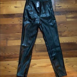 Imitation leather black pants
